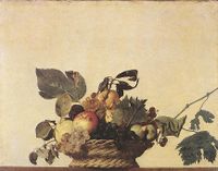 Caravaggio (1571–1610), Basket of Fruit, (c. 1599), oil on canvas, Pinacoteca Ambrosiana, Milan, إيطاليا