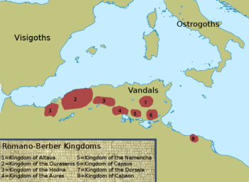 The Kingdom of Altava (1) and other romanized berber kingdoms of the late sixth century.