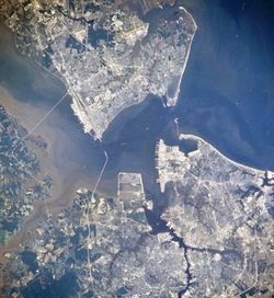 خريطة هامپتون رودز Hampton Roads  Formerly known as Tidewater, Virginia[1]  