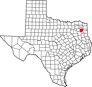 Map of Texas highlighting Upshur County