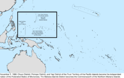 Map of the change to the United States in the Pacific Ocean on November 3, 1986