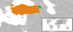 Map indicating locations of أرمنيا and تركيا