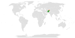 Map indicating locations of Afghanistan and Tajikistan