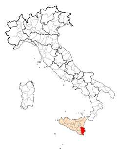 Map highlighting the location of the province of Syracuse in Italy