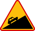 Slope warning sign in Poland