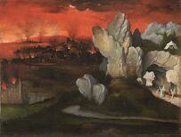 Landscape with the Destruction of Sodom and Gomorrah, c. 1520, oil on panel, 22.5 × 308 cm (8.9 × 11.8 in), Museum Boijmans Van Beuningen