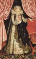 William Larkin's Dorothy Cary, later Viscountess Rochford, 1614–8, Kenwood House. Anatolian "animal-stype" carpet with a more developed design.[53]
