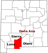 Map of New Mexico highlighting دونا أنا