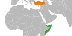 Map indicating locations of Somalia and Turkey