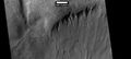 Gullies on the wall of a crater, as seen by HiRISE under HiWish program