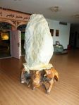 Large "mutton fat" nephrite jade displayed in Hotan Cultural Museum lobby.