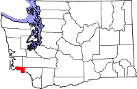 Map of Washington highlighting واهيكاكوم
