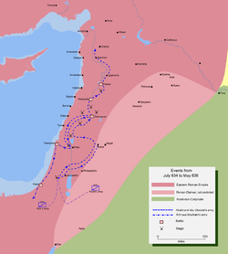 خريطة جغرافية مفصلة لمسار جيش خالد بن الوليد لفتح وسط سوريا