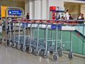 Baggage carts for rental in a German Train station