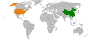 Map indicating locations of USA and China