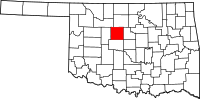 Map of Oklahoma highlighting كينغفيشر