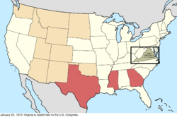 Map of the change to the United States in central North America on January 26, 1870