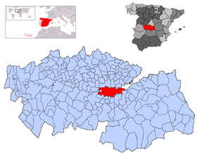 موقع طليطلة في مقاطعة كاستيا لا منشا في اسبانيا