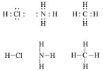الصيغ المفصلة للجزيئات HCl وNH3 وCH4