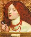 The flowing red-orange hair of Elizabeth Siddal, wife of painter Dante Gabriel Rossetti, became a symbol of the Pre-Raphaelite movement (1860).