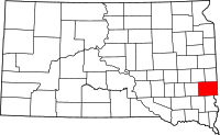 Map of South Dakota highlighting مينيهاها