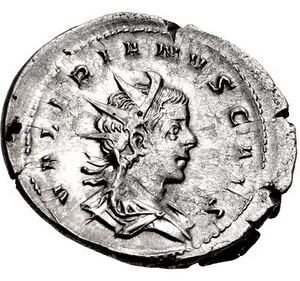 Antoninianus of Valerian II - cropped.jpg