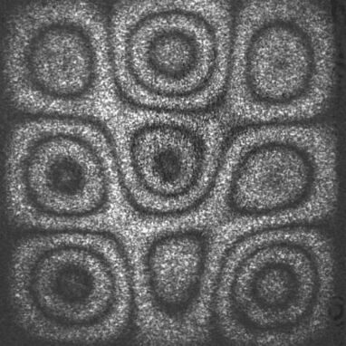 Figure 21. ESPI fringes showing a vibration mode of a clamped square plate