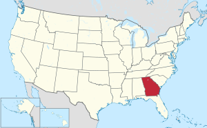 خريطة الولايات المتحدة، موضح فيها Georgia