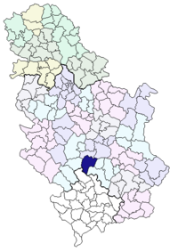 Location of the municipality of Brus within Serbia