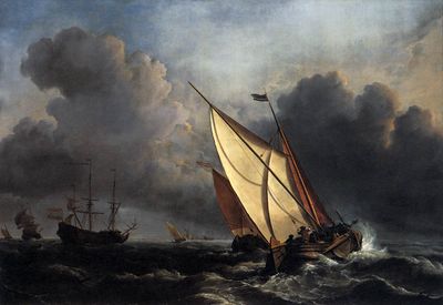 Willem van de Velde the Younger, Ships on a Stormy Sea (c. 1672)