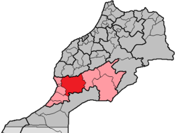 خريطة تبين موقع إقليم تارودانت ضمن جهة سوس ماسة درعة، في المغرب