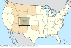 Map of the change to the United States in central North America on August 1, 1876