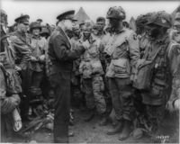 General Eisenhower speaks with troops prior to D-Day