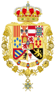 Royal Greater Coat of Arms of Spain (1761-1868 and 1874-1931) Version with Golden Fleece and Order of Charles III Collars.svg