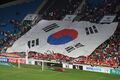 A large display of the South Korean flag during an association football match against Haiti