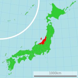 خريطة اليابان، مبين فيها Niigata