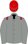 Grey, maroon epaulets, red cap