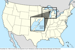 Map of the change to the United States in central North America on November 22, 1926