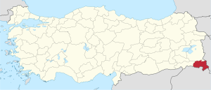 موقع محافظة حكاري في تركيا