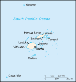 Fiji's Map Showing The Location of Lautoka
