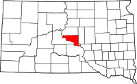 Map of South Dakota highlighting هوغز