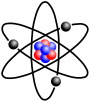 A stylized depiction of a Lithium atom.