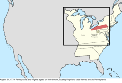 Map of the change to the United States in central North America on August 31, 1779