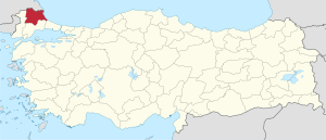موقع محافظة قرقلر إلي في تركيا