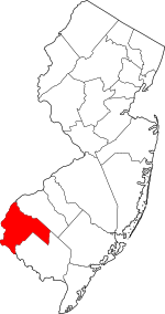 Map of New Jersey highlighting Salem County