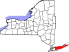 State map highlighting Suffolk County