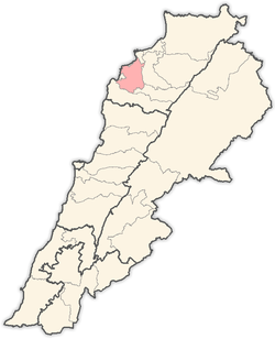 موقع قضاء الكورة في لبنان.