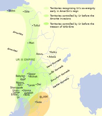 Empire of the Third Dynasty of Ur. West is at top, North at right.
