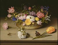 Ambrosius Bosschaert (1573-1621), Still-Life of Flowers, (1614) on copper, Getty Museum