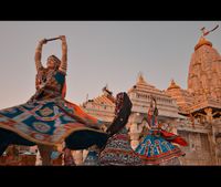The Navaratri festival is an occasion of classical and folk dance performances at Hindu temples. Pictured is the Ambaji Temple of Gujarat.